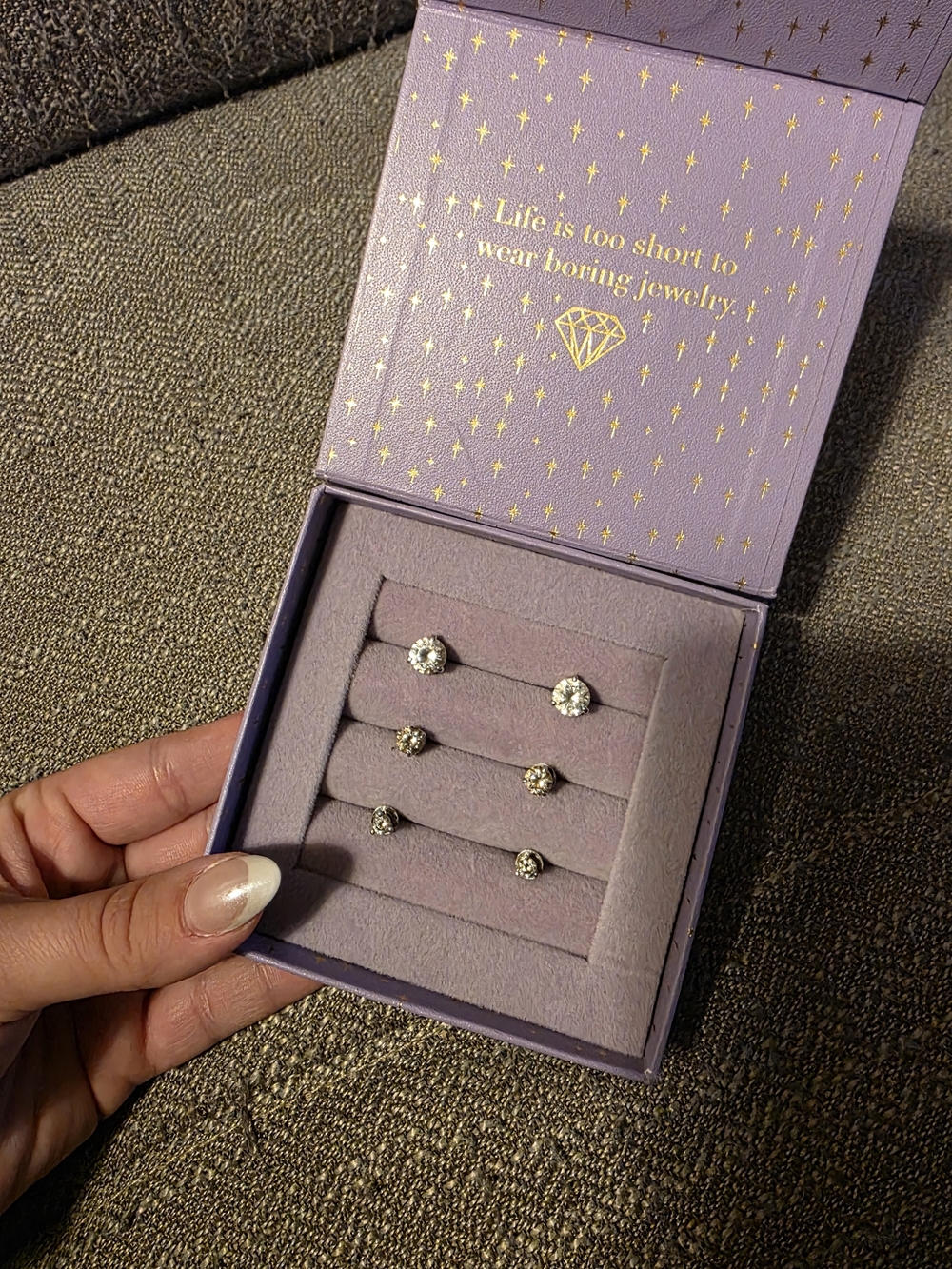 Melinda Maria Silver Crystal Stud Earring Trio